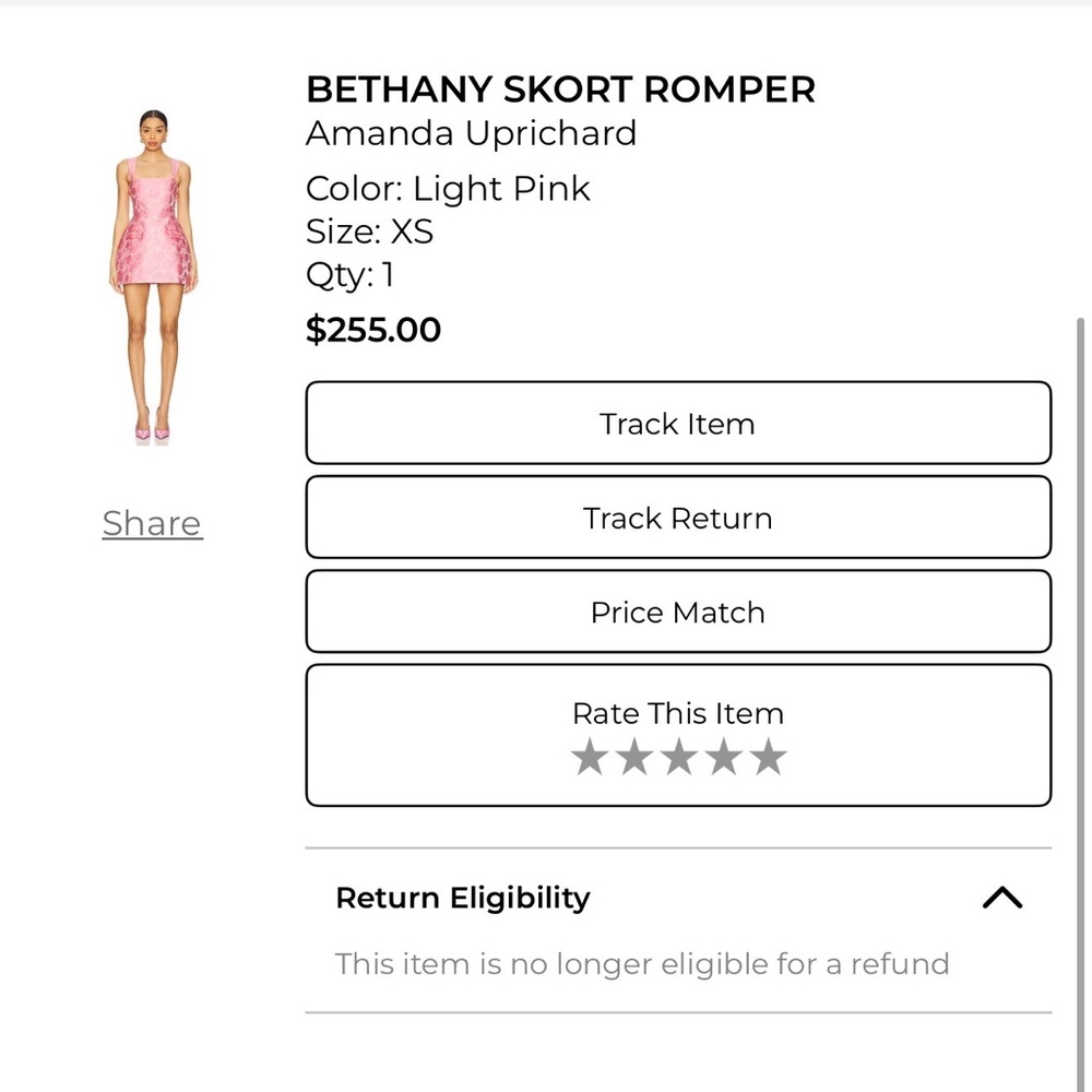 Revolve Amanda Uprichard Light Pink Bethany Skort Romper - Picture 3 of 3